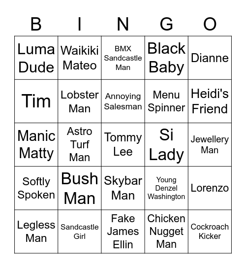 Tenerife People Bingo Card