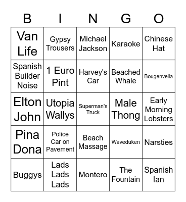 Tenerife Things To See Bingo Card