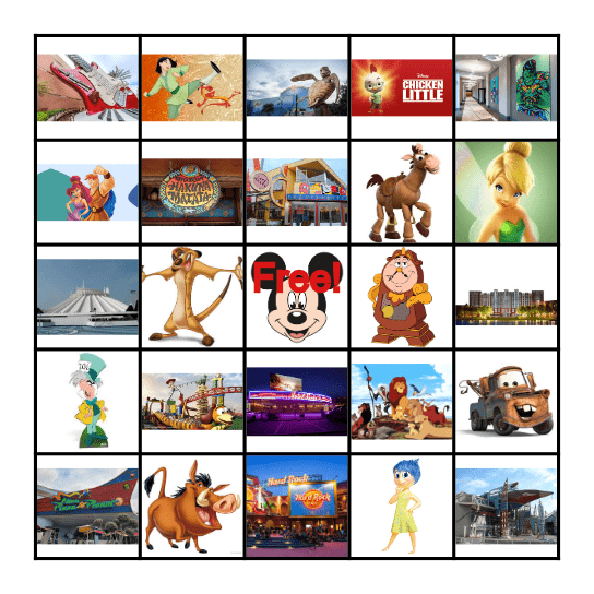 Disney Bingo Card