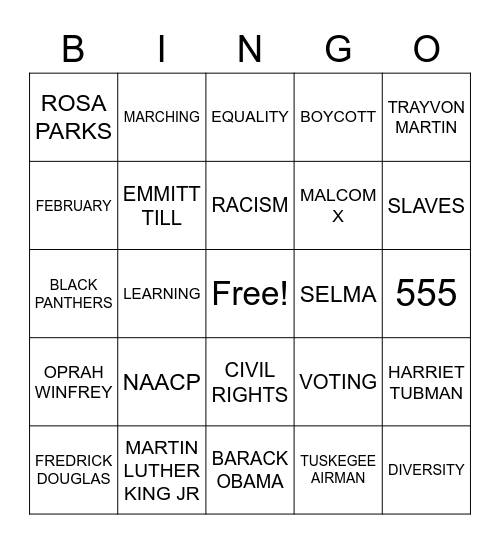BLACK HISTORY  Bingo Card