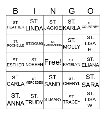 Saint Bingo Card