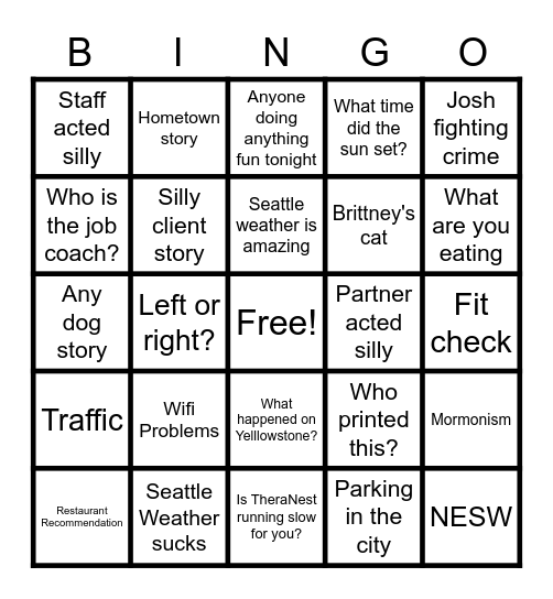 Office Bingo Card