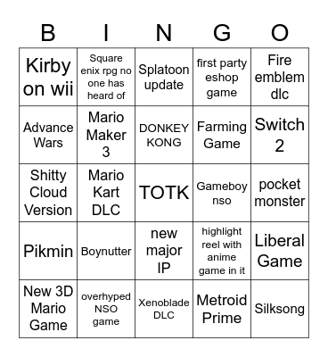 NINTEDOAN Bingo Card
