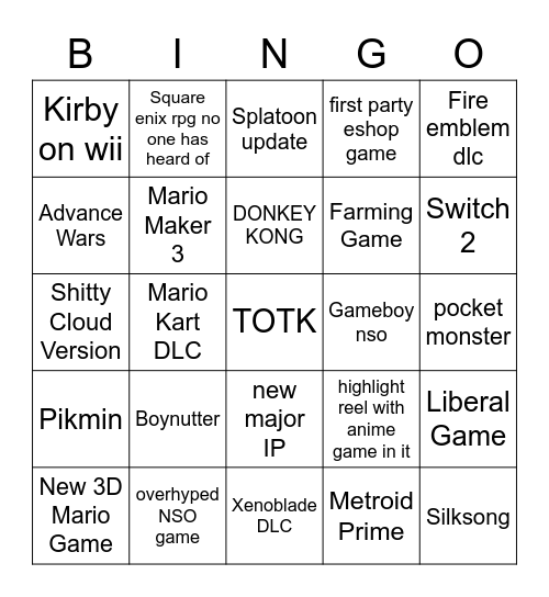 NINTEDOAN Bingo Card