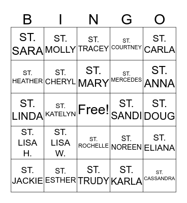 SAINT BINGO Card