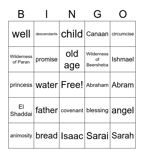 Child of Promise - Lesson 37 Bingo Card