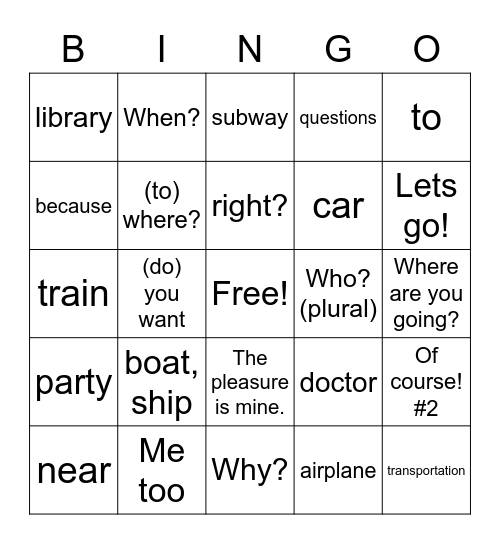 Chapter 3A - The City Bingo Card