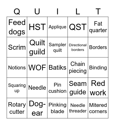 HCQG Bingo Card