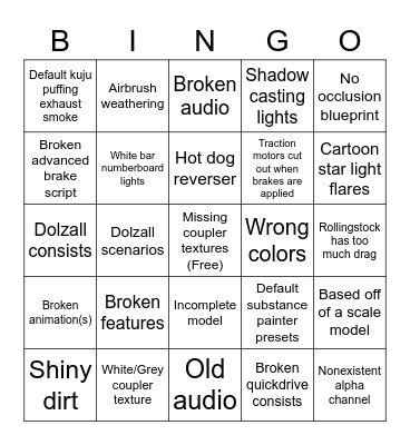 DTM Addon Bingo Card