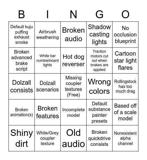 DTM Addon Bingo Card