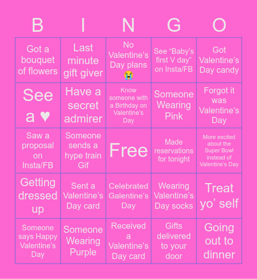 Valentine’s Day Bingo Card