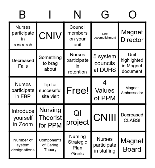 Magnet Bingo Card