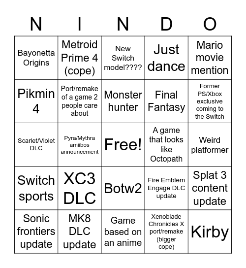 Direct Bingo Card