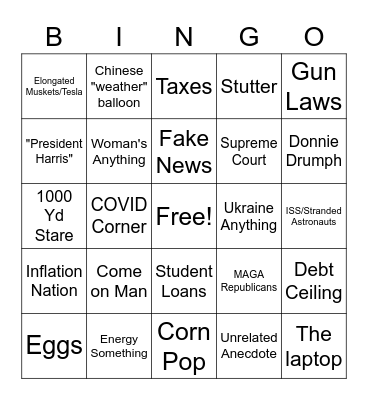 Bro Jiden's State of the Union Bingo Card