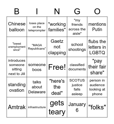 SOTU 2/7/23 Bingo Card