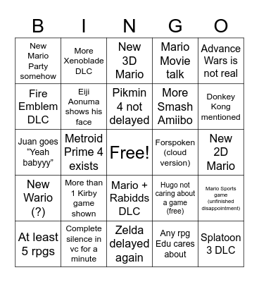 Woo Yeah Direct watch Bingo Card