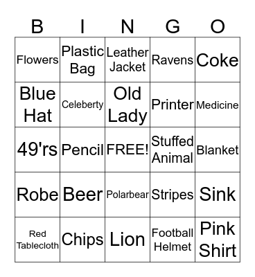 Super Bowl Bingo Card