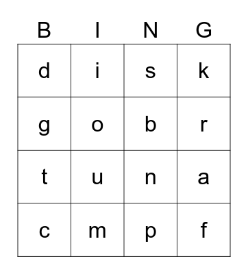 Alphabet Bingo Card