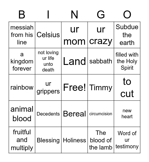 Covenant Bingo Card