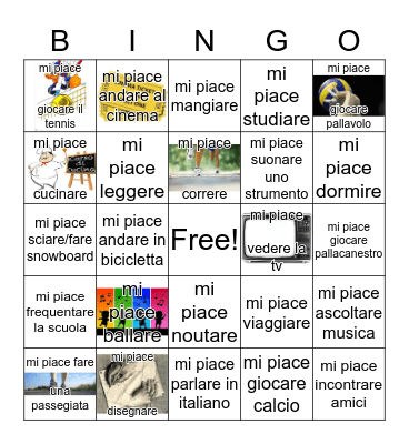 Cosa ti piace fare? Bingo Card