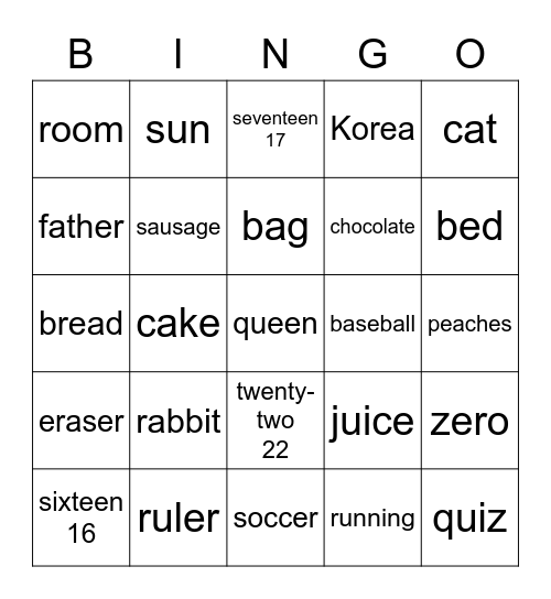 Review Bingo Card