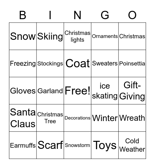 December Bingo Card