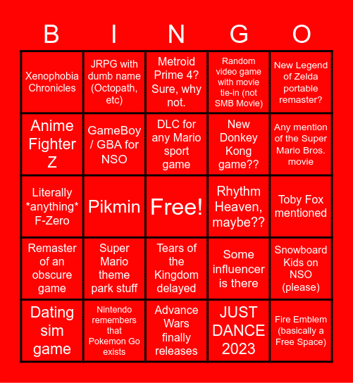 ElkBit's Nintendo Direct Bingo - Feb. 2023 Bingo Card