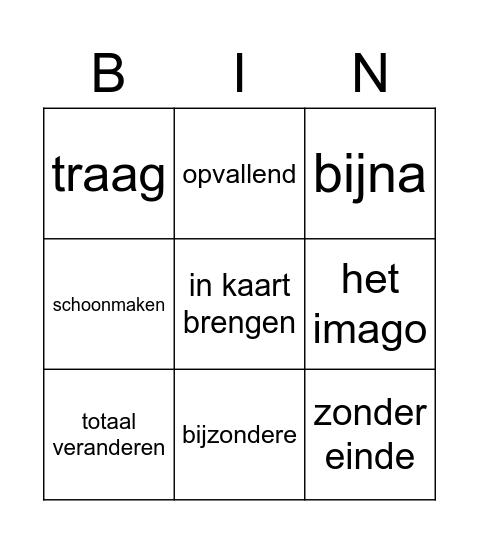 Bingo woorden 4 -6 Bingo Card