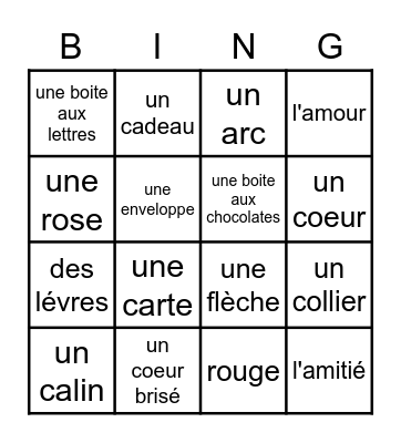 St. Valentin Bingo Card