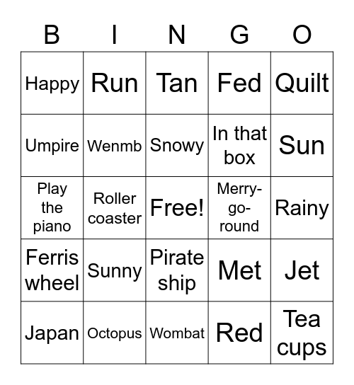 C5 Lesson 18 Book D Bingo Card