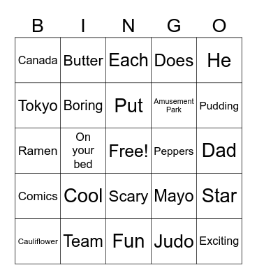 C5 Plus Lesson 18 Book D Bingo Card