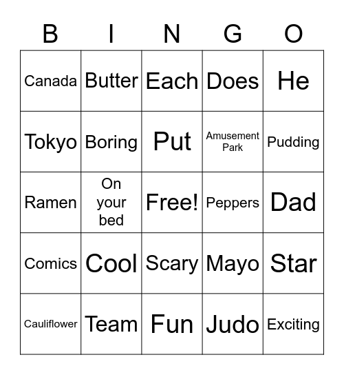 C5 Plus Lesson 18 Book D Bingo Card