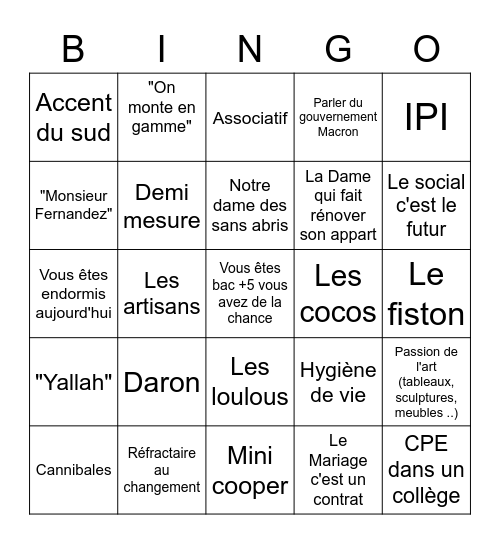 Projet d'entreprise de gestion du management Bingo Card