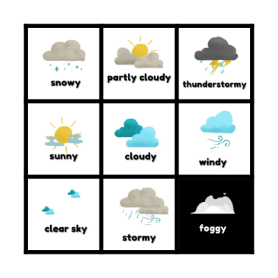 Weather Bingo Card