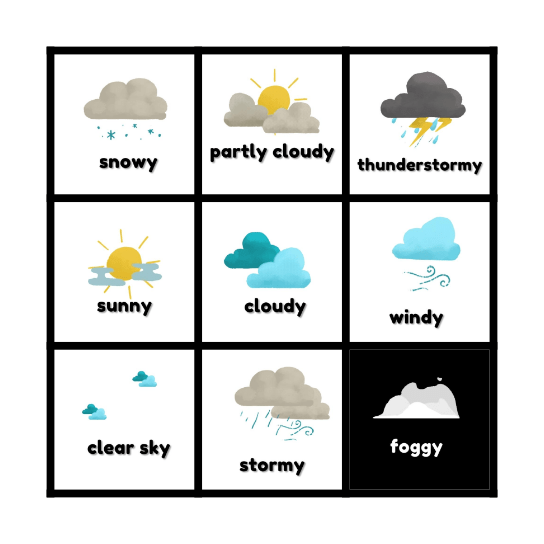 Weather Bingo Card