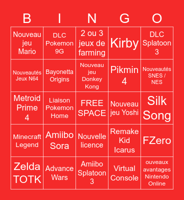 Nintendo Direct Bingo by Imaginerio Bingo Card