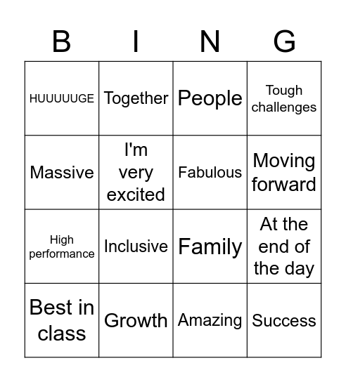 Kick-off meeting Bingo Card