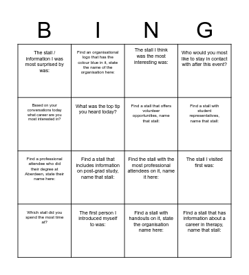 Networking Event 2023 Bingo Card