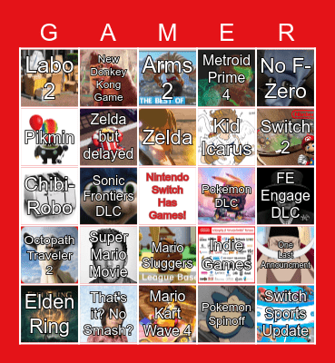 Nintendo Direct Bingo Card