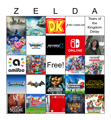 Nintendo Direct February 8, 2023 Bingo Card