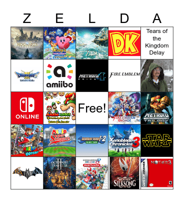 Nintendo Direct February 8, 2023 Bingo Card