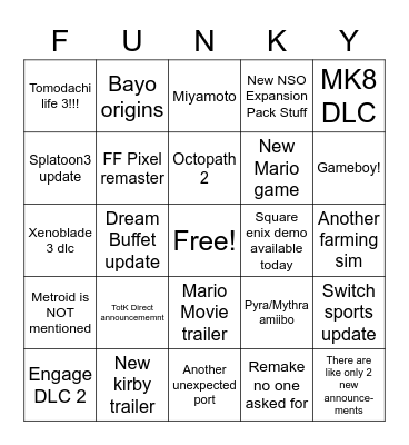 Bingo Boingo Bingo Card