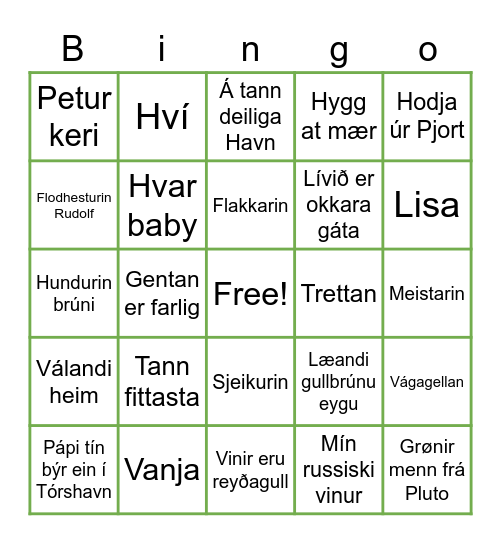 Várveitslan '23 - Spæl 2 Bingo Card