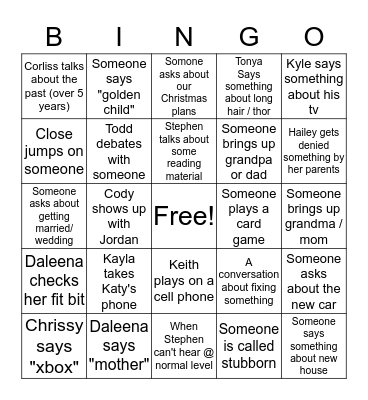 Stansberry BINGO Card