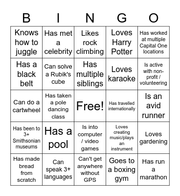 Icebreaker Bingo! Bingo Card