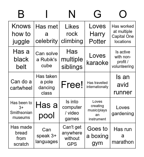 Icebreaker Bingo! Bingo Card