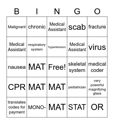 MEDICAL SUPPORT Bingo Card