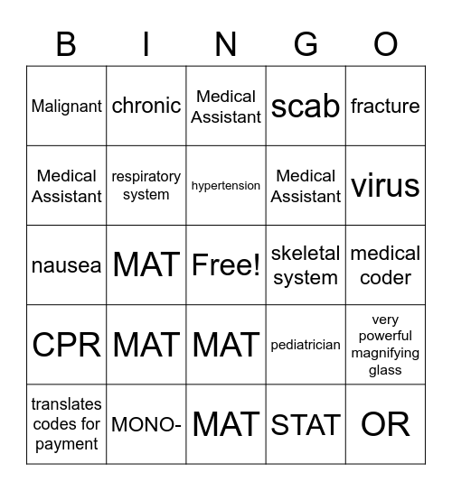 MEDICAL SUPPORT Bingo Card