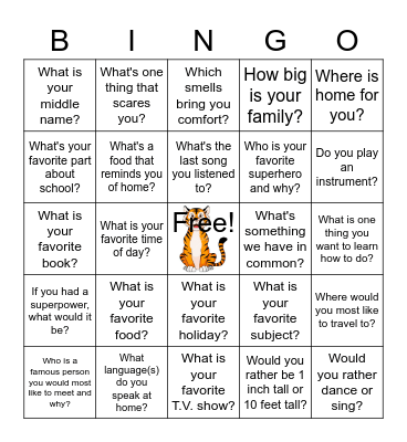 PS 29's Respect For All Week Bingo Card