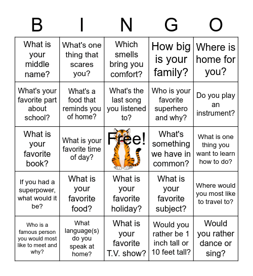 PS 29's Respect For All Week Bingo Card